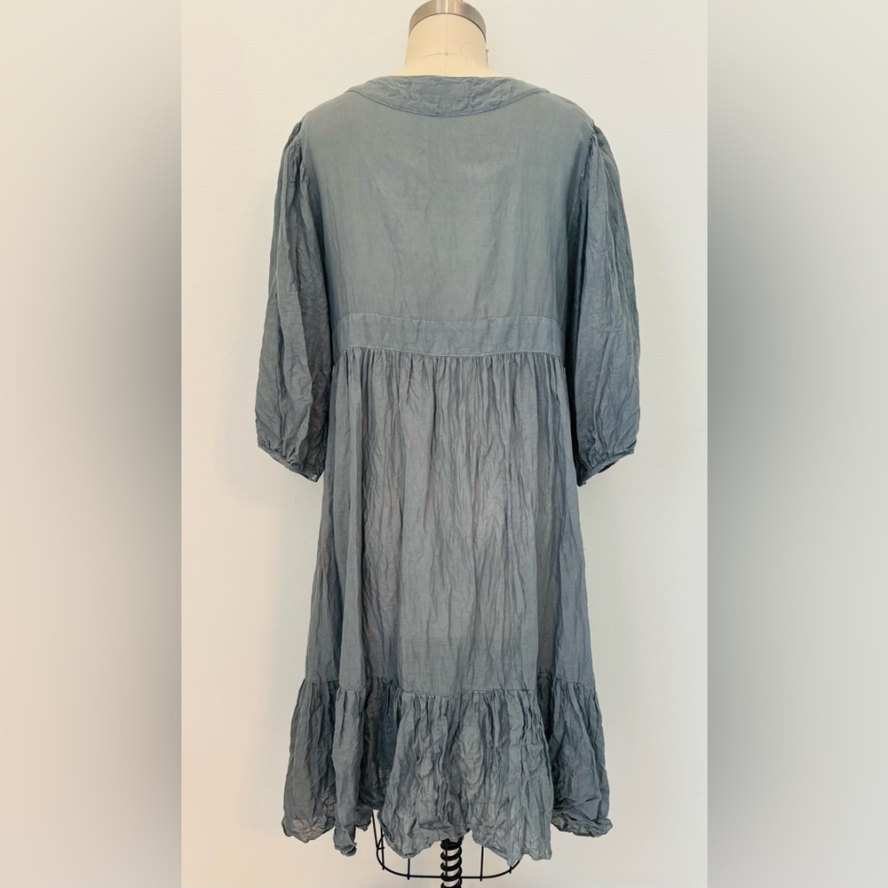 JP And Mattie ‘Charlotte’ Dress Gray Blue Cotton Pintucks Ruffles Cottagecore M - Picture 6 of 9
